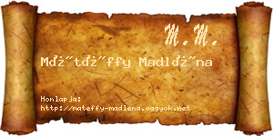 Mátéffy Madléna névjegykártya